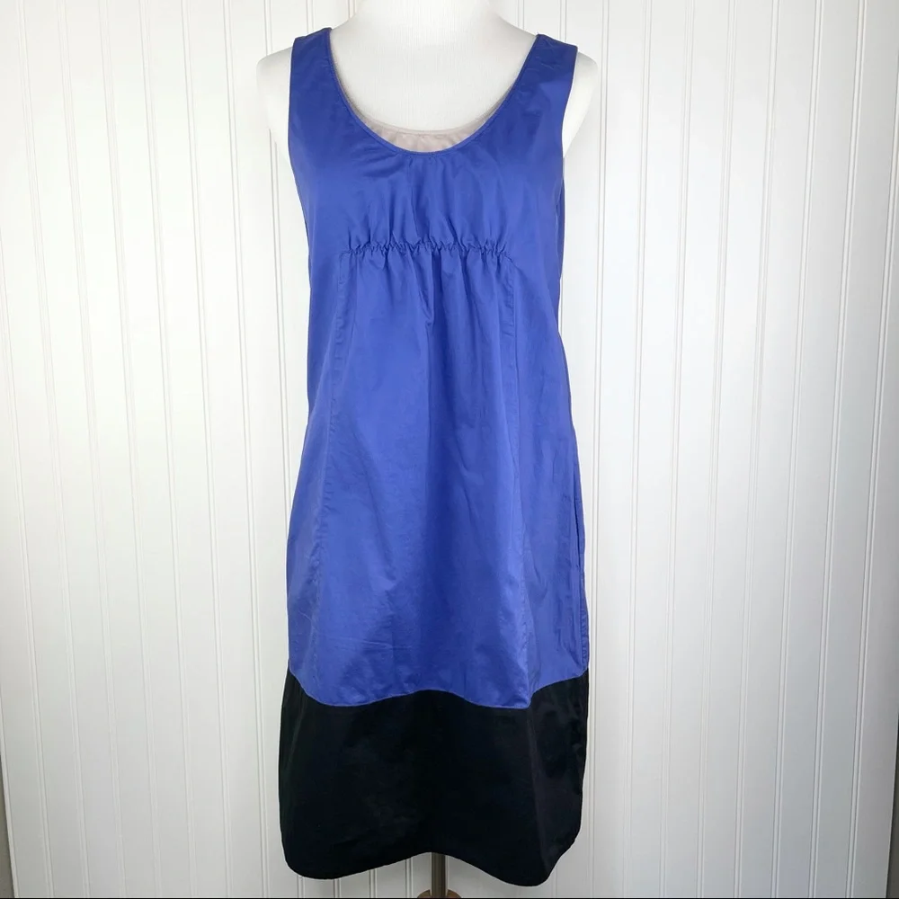 Vince Azure Blue Black Color Block Summer Sun Dress Small